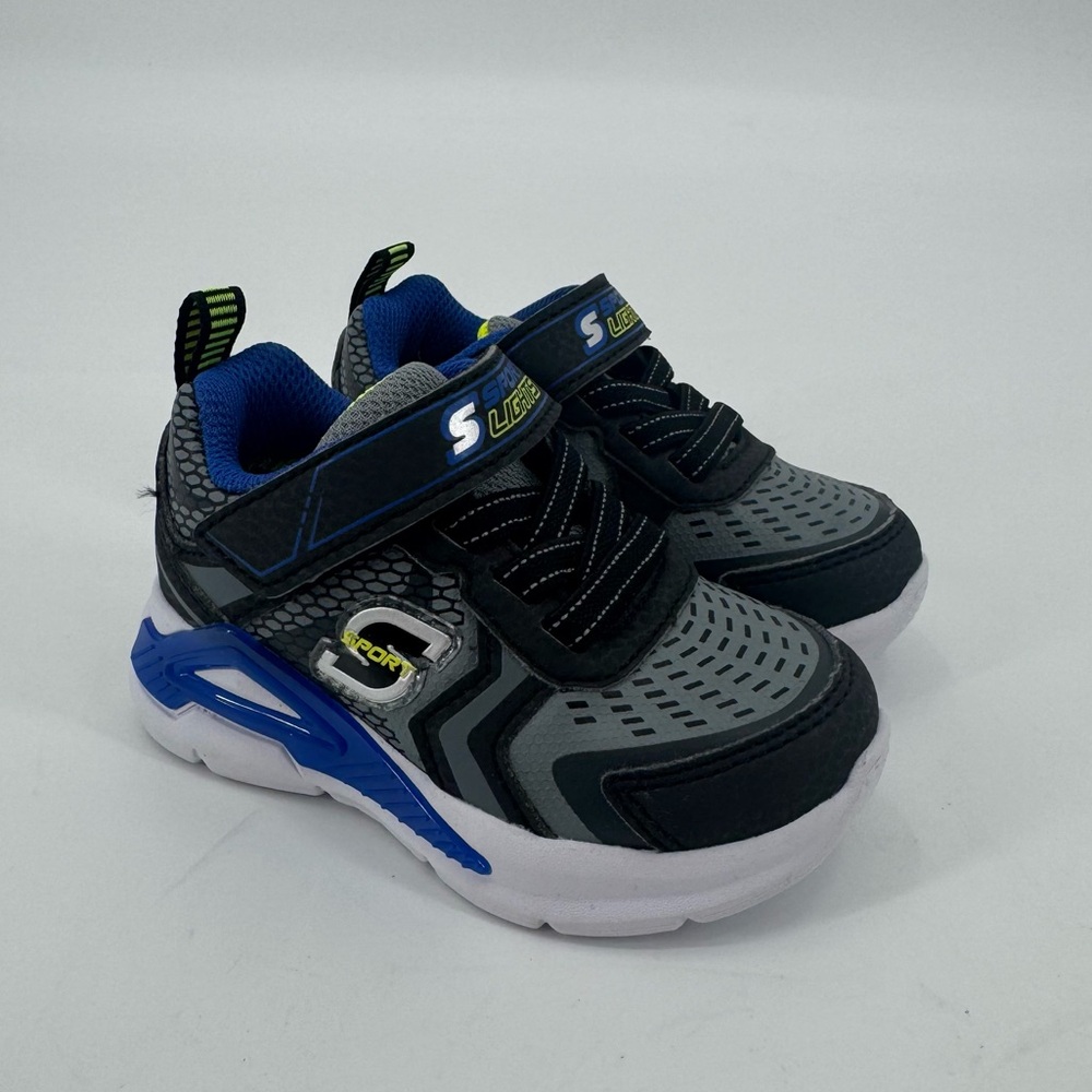 NWOT S Sport By Skechers Black and Blue Light Up Fluxe Sneakers Size 5 - Picture 2 of 8